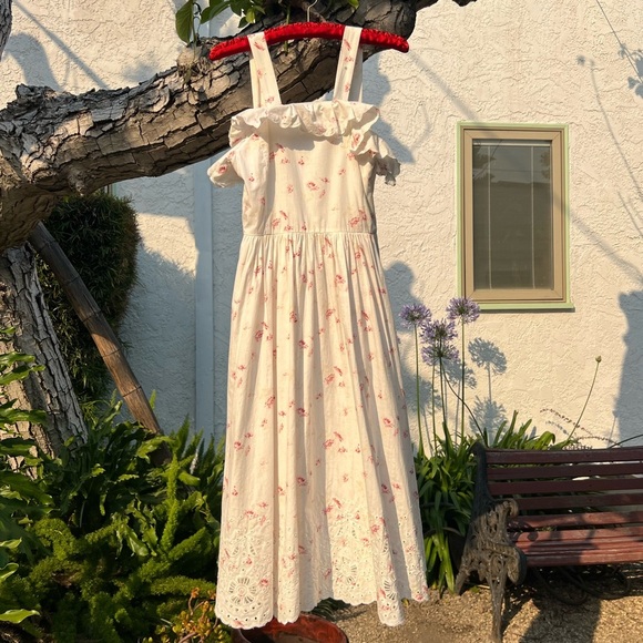Sea New York Dresses & Skirts - Sea New York Ruffle Bib-Front Apron Dress with Eyelet Hem | Small | Floral Print